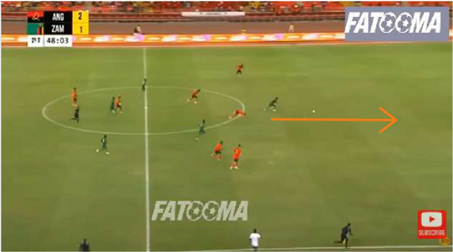 Fashion Sakala’s intelligently curved run, combined with his excellent body orientation and well-timed pressing movement, forced the Angolan defender into a turnover. That moment of pressure created a direct route to goal, allowing him to break through unopposed and slot home the equaliser in the 3–2 friendly away to Angola on 18 November 2025